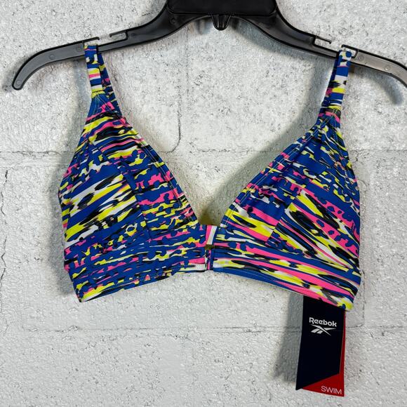 Reebok Women's Printed Bralette Bikini Top, Multi print, Medium MSRP $56 - Picture 1 of 9